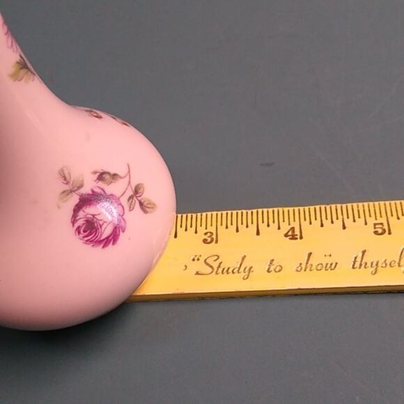 Vintage Holley Ross Wild Rose Floral White Vase with Gold Trim Accents - Picture 6 of 6